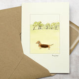 Dachshund & Trees greetings card