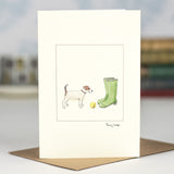 Jack Russell & Wellies greetings card