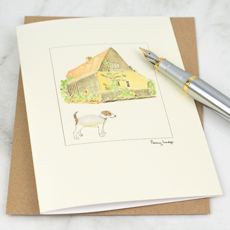 Jack Russell & Barn greetings card