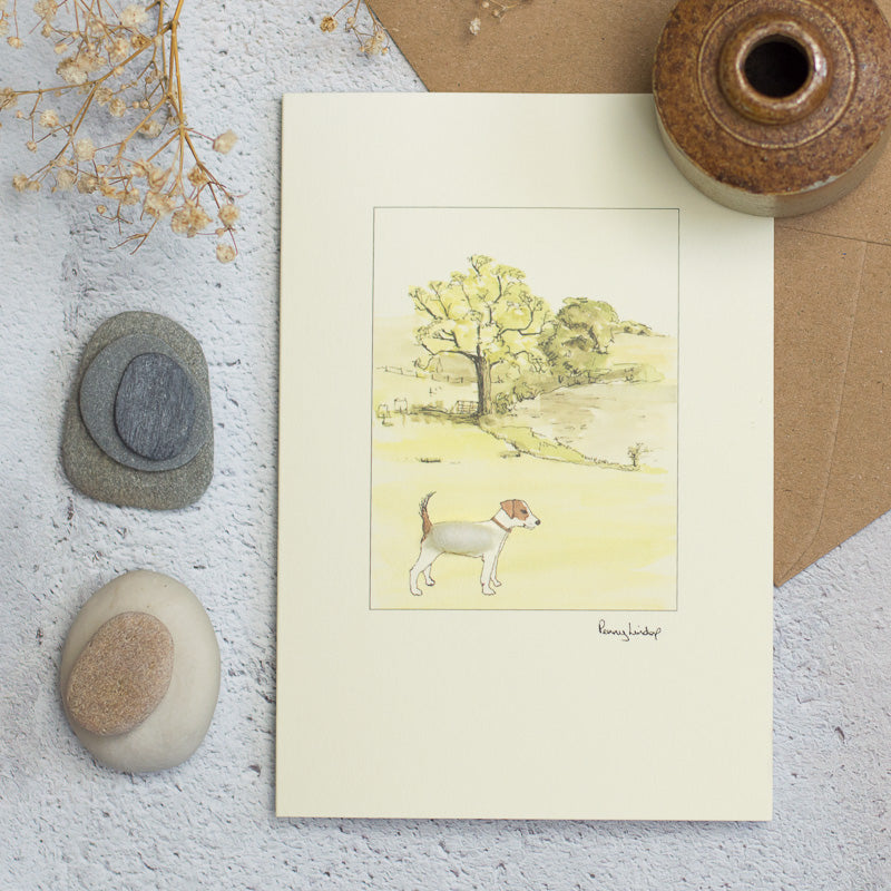 Jack Russell In The Countryside greetings card