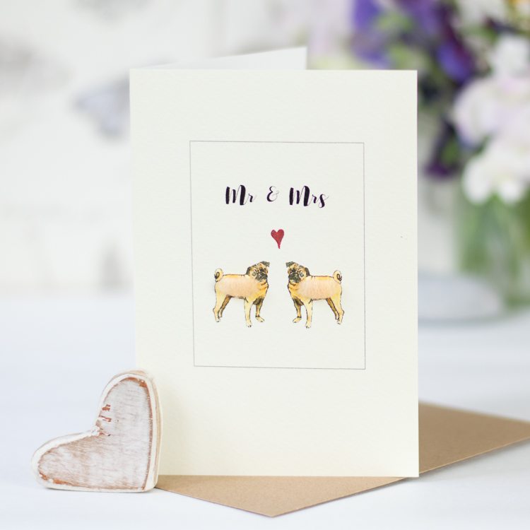 Pugs Mr & Mrs greetings card
