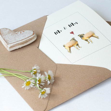 Pugs Mr & Mrs greetings card