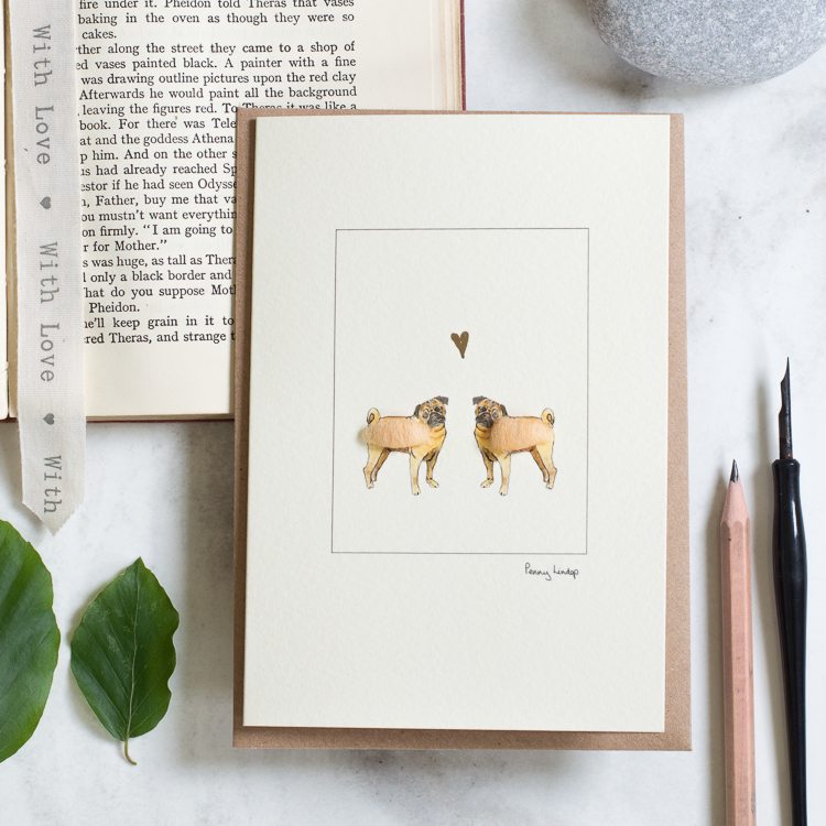 Pugs in Love greetings card