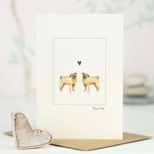 Pugs in Love greetings card