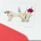 Italian Spinone & Flowers greetings card