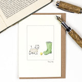 Westie and wellies card