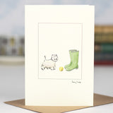 Westie and wellies card