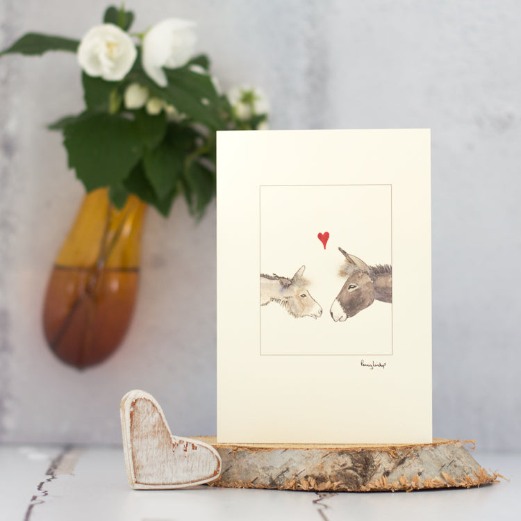 Donkey in love greetings card