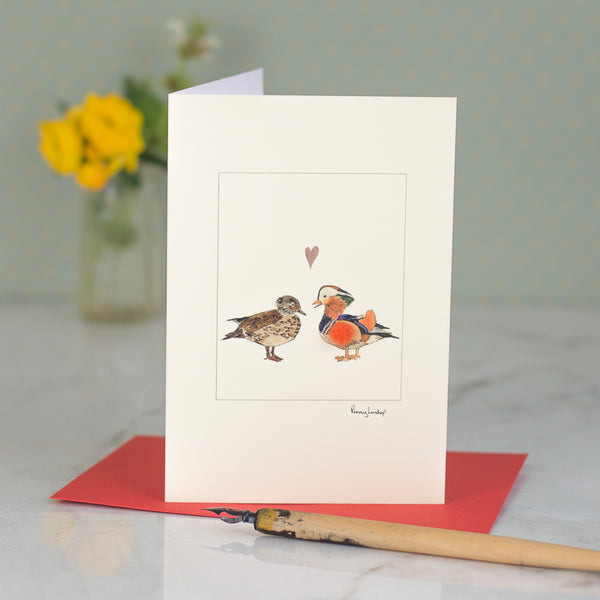 Mandarin Ducks in love greetings card