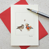 Mandarin Ducks in love greetings card