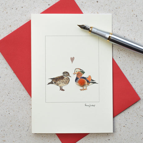 Mandarin Ducks in love greetings card