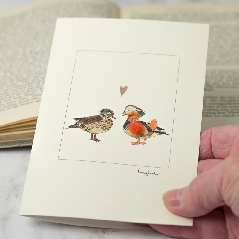 Mandarin Ducks in love greetings card