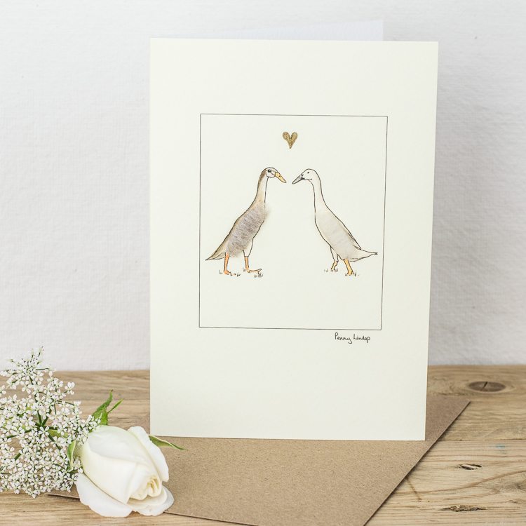 Indian Runner Ducks in Love greetings card