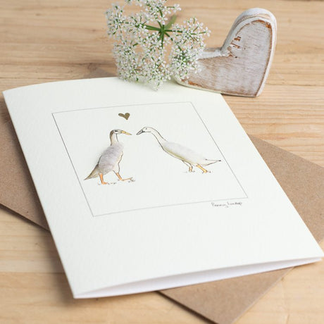 Indian Runner Ducks in Love greetings card