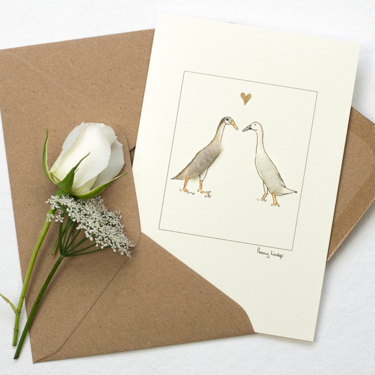 Indian Runner Ducks in Love greetings card