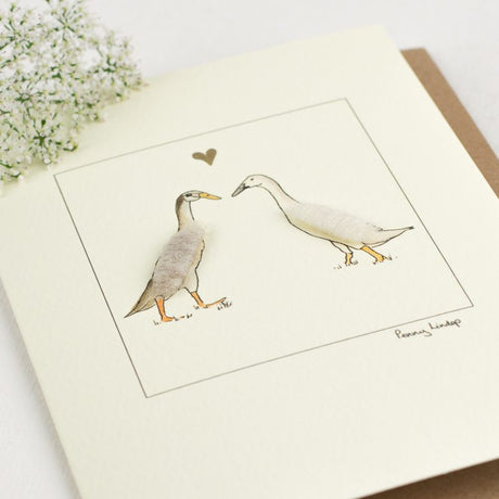 Indian Runner Ducks in Love greetings card