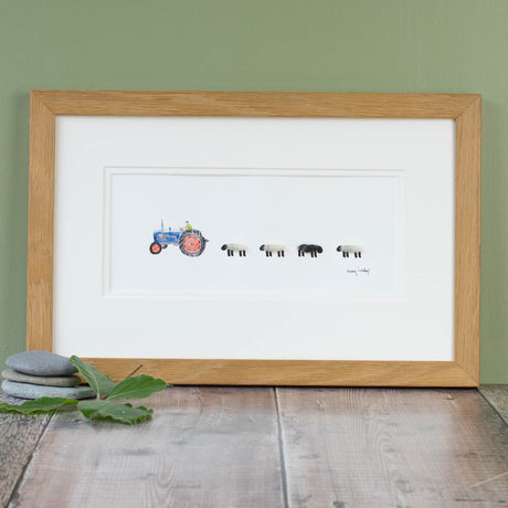 Blue Ford Tractor and Sheep bespoke Print - Medium
