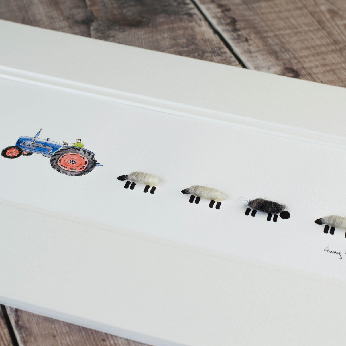 Blue Ford Tractor and Sheep bespoke Print - Medium