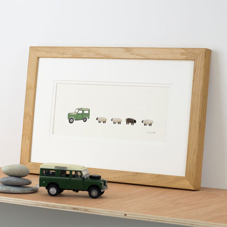 Land Rover and Sheep bespoke Print - Medium