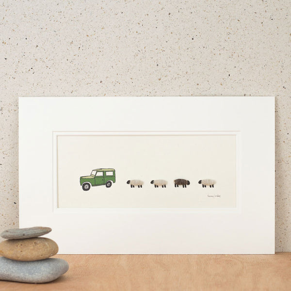 Land Rover and Sheep bespoke Print - Medium