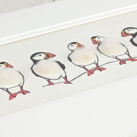 Puffins bespoke print - 5 in a row