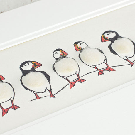 Puffins bespoke print - 5 in a row