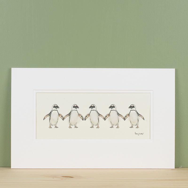 Penguins bespoke print - 5 Jackass penguins in a row