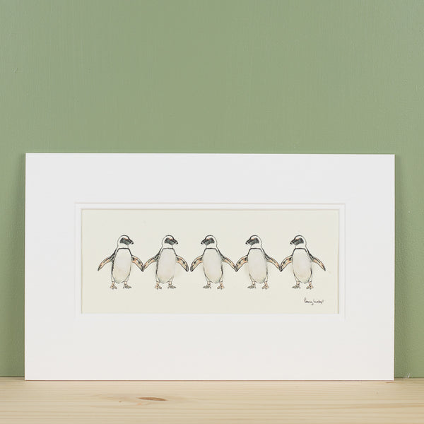Penguins bespoke print - 5 Jackass penguins in a row