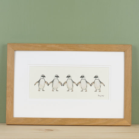 Penguins bespoke print - 5 Jackass penguins in a row