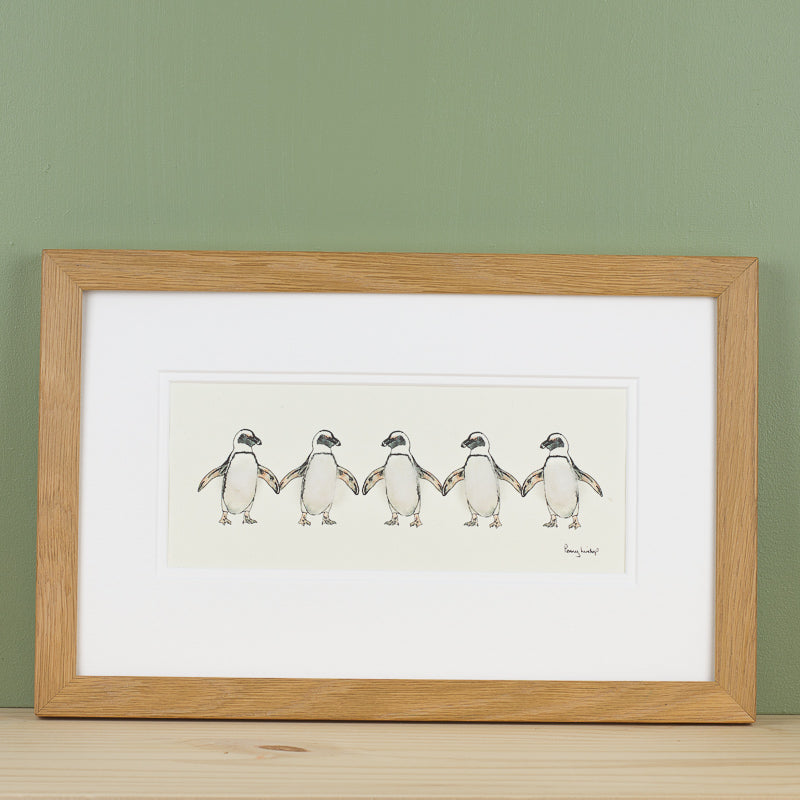 Penguins bespoke print - 5 Jackass penguins in a row