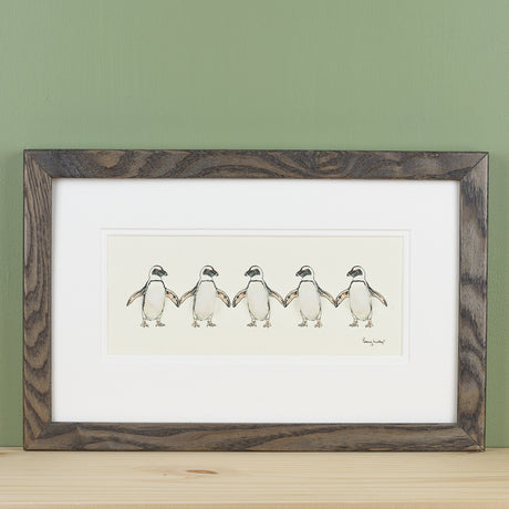 Penguins bespoke print - 5 Jackass penguins in a row