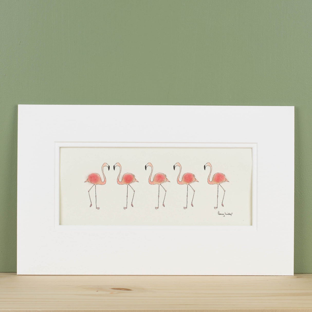 Flamingos in a row bespoke print