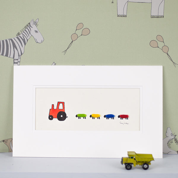 Nursery Tractor And Sheep bespoke Print - Medium