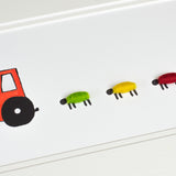 Red Nursery Tractor and Sheep Christening Print - Long