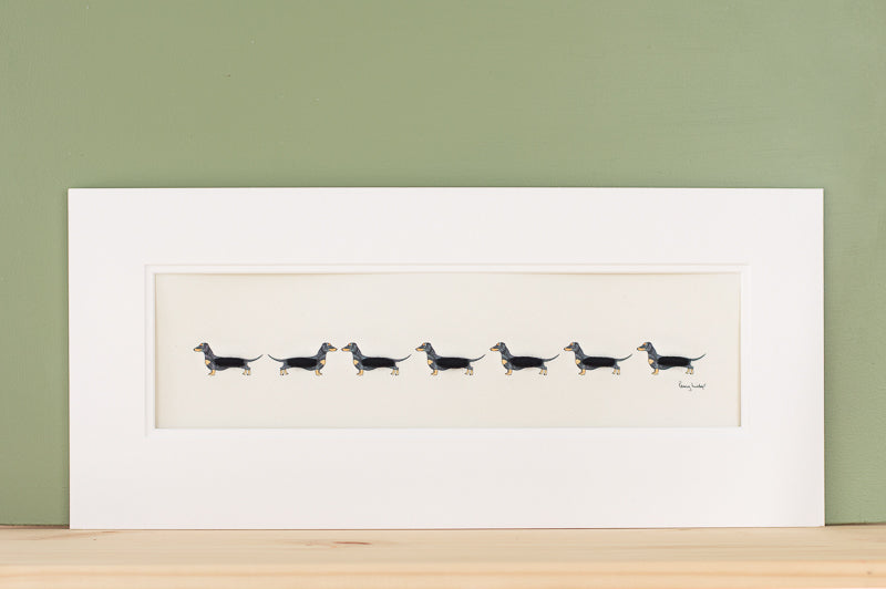 Dachshunds -  Long row of Dachshunds print