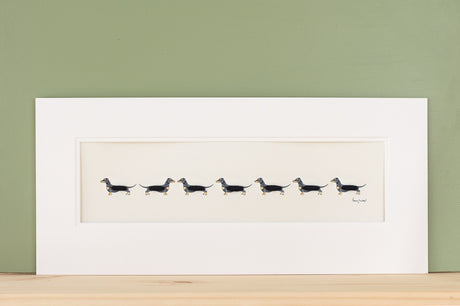 Dachshunds -  Long row of Dachshunds print