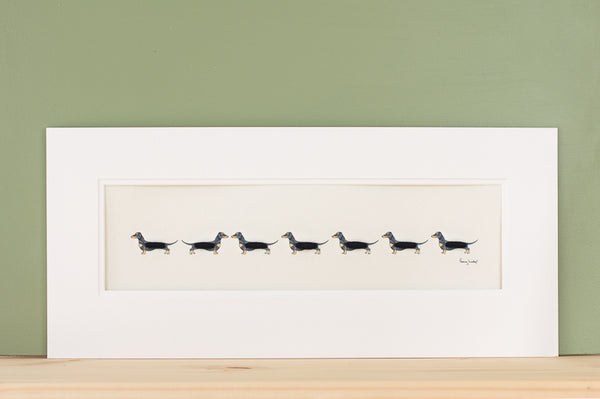 Dachshunds -  Long row of Dachshunds print