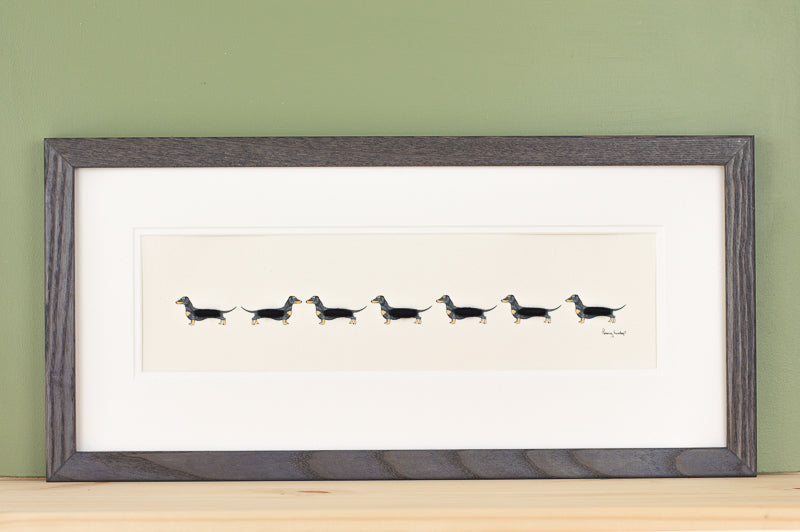 Dachshunds -  Long row of Dachshunds print