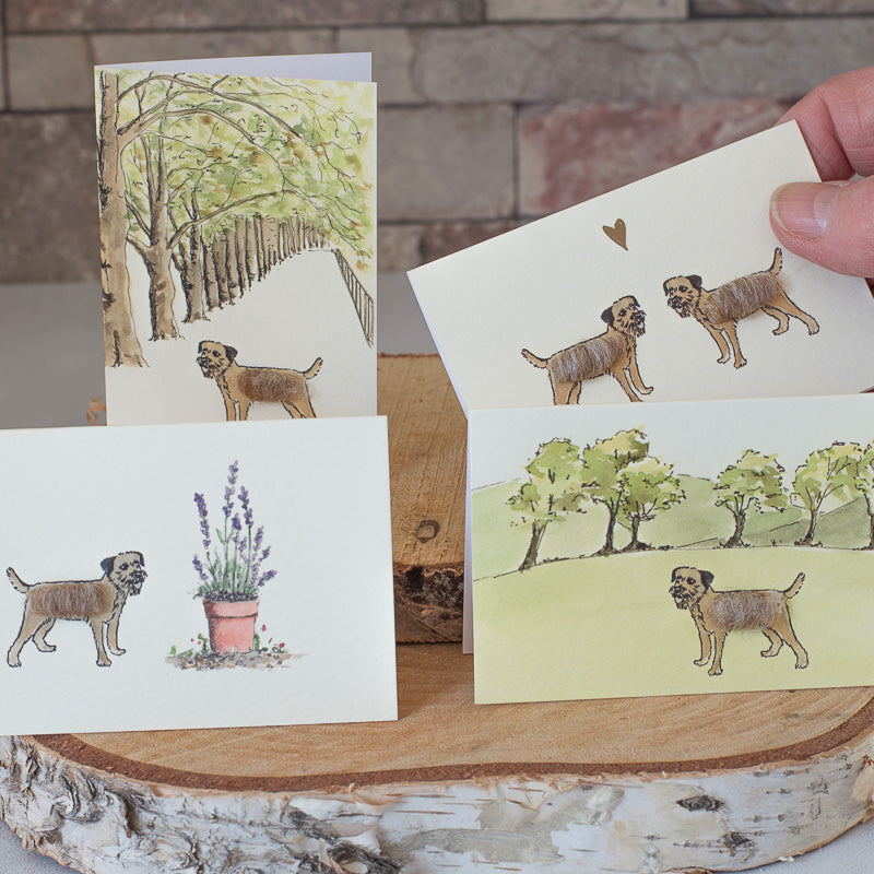 Boxed Collection of Mini Border Terrier cards - 8 cards