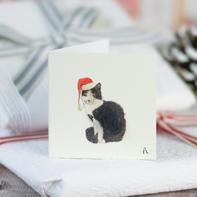 Christmas Gift Tags - Black and white cat, pack of 4