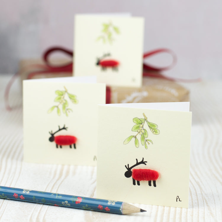 Christmas Gift Tags, Reindeer Sheep, pack of 4