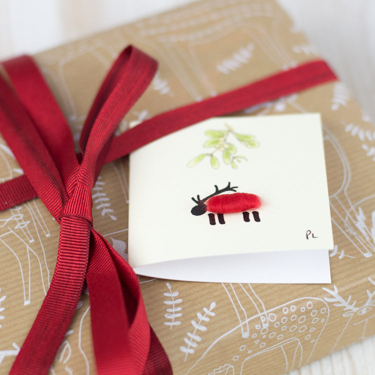 Christmas Gift Tags, Reindeer Sheep, pack of 4