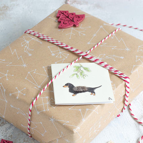 Christmas Gift Tags, fluffy dachshund, pack of 4