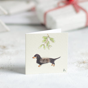 Christmas Gift Tags, fluffy dachshund, pack of 4