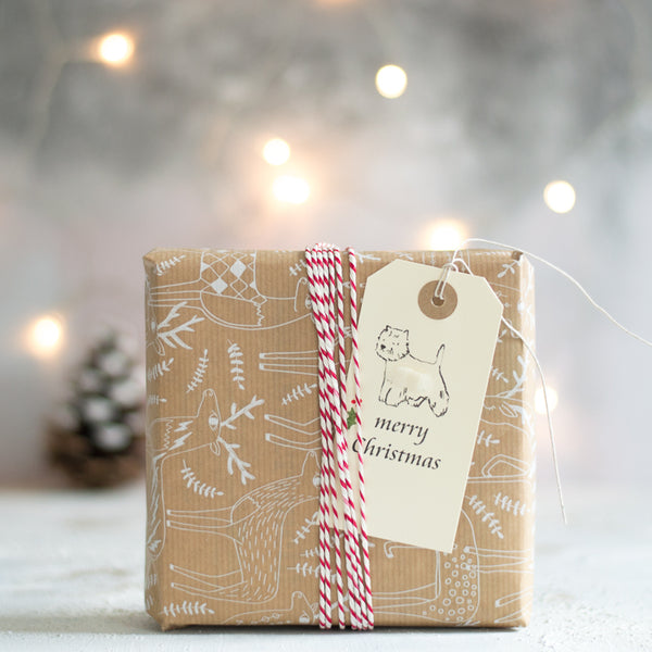 Christmas Gift Tags, fluffy westies, pack of 6