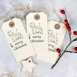 Christmas Gift Tags, fluffy westies, pack of 6