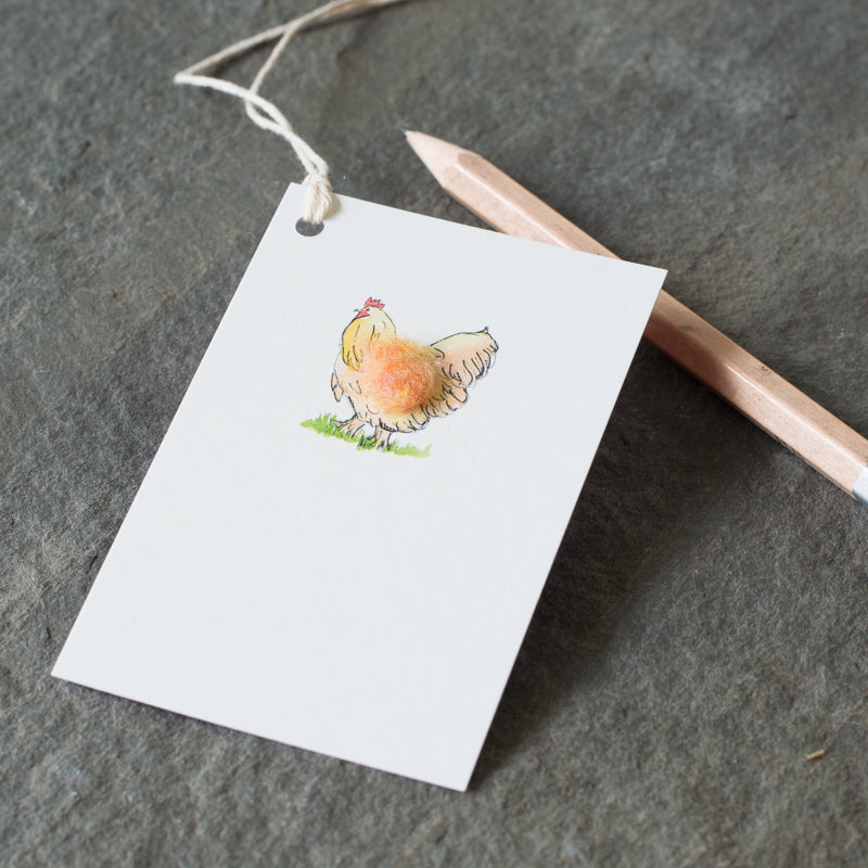Pack of 6 Gift Tags with Hen, pack of 6