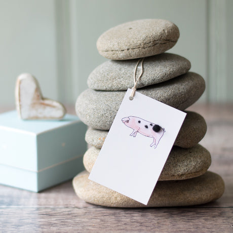 Gift Tags with a pig, pack of 6