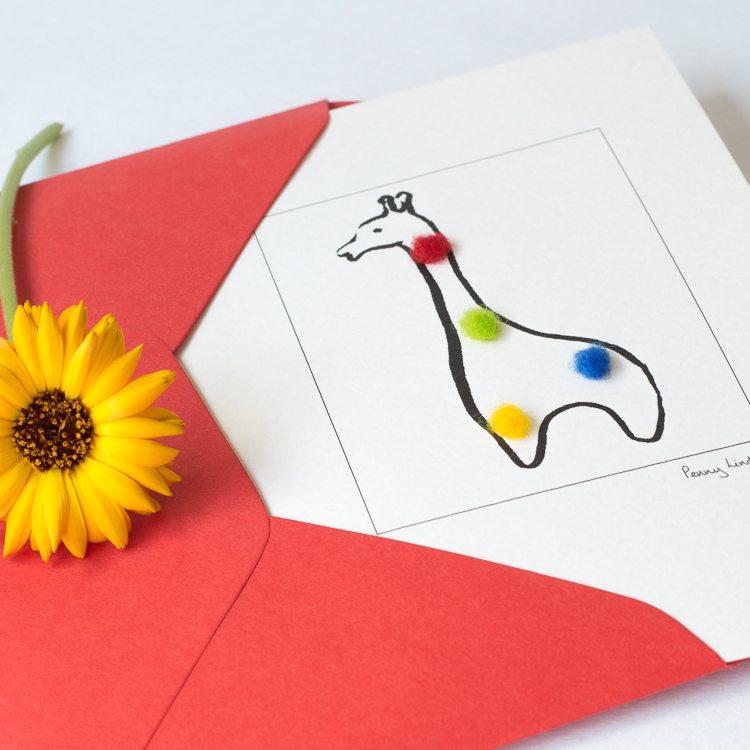 Nursery giraffe greetings card