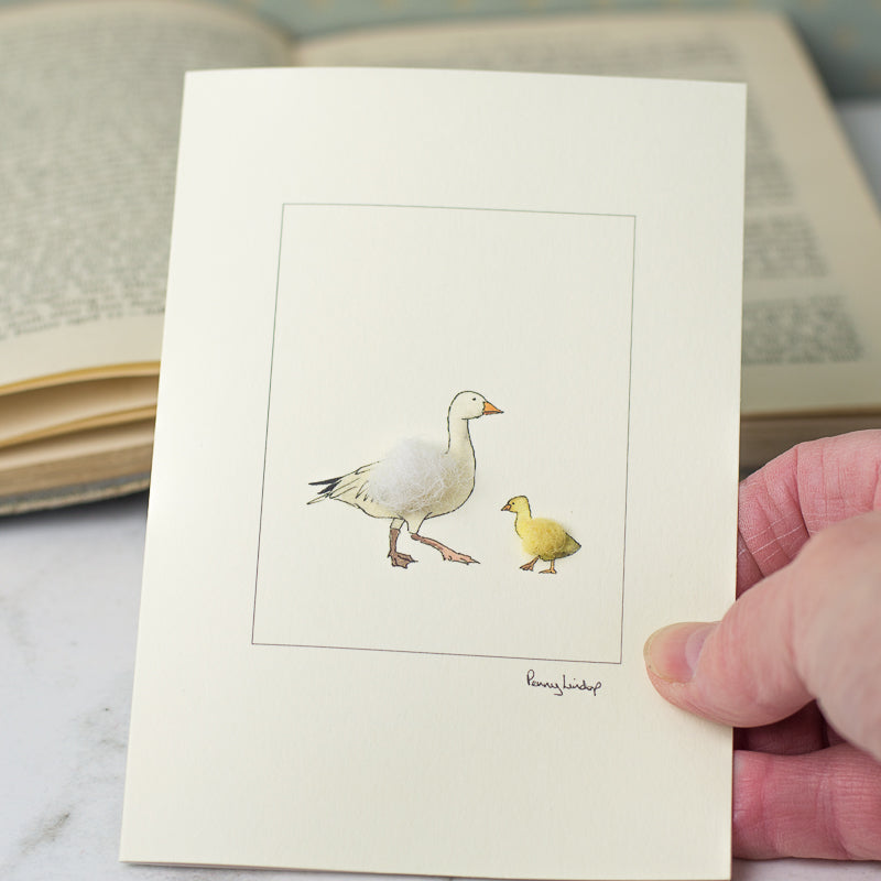 Snow Goose and Gosling greetings card